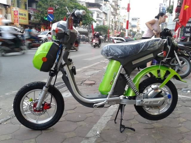 Xe đạp điện Nijia 2014 phanh đĩa màu xanh cốm, xe dap dien Nijia 2014 phanh dia lop lien sam mau xanh com