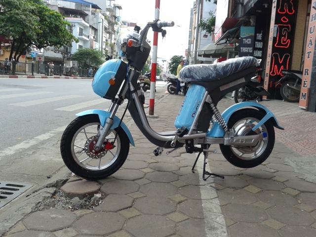 Xe đạp điện Nijia 2014 phanh đĩa màu xanh ngọc, xe dap dien Nijia 2014 phanh dia lop lien sam